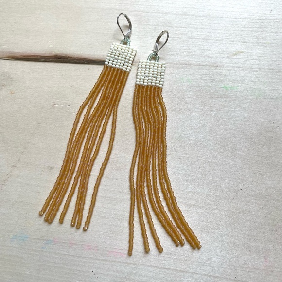 HANDMADE GLASS EARRINGS | Midi Beacon One of a Kind Earrings in Golden Shoot - Picture 3 of 5